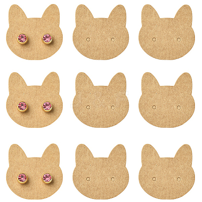 100Pcs Cat Shaped Paper Earring Display Cards EDIS-YW0001-09C-1