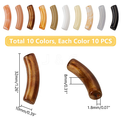 100Pcs 10 Styles Opaque Acrylic Beads MACR-PH0001-72B-1