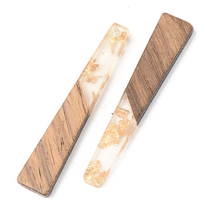 Transparent Resin & Walnut Wood Pendants X-RESI-S389-043A-B05-1