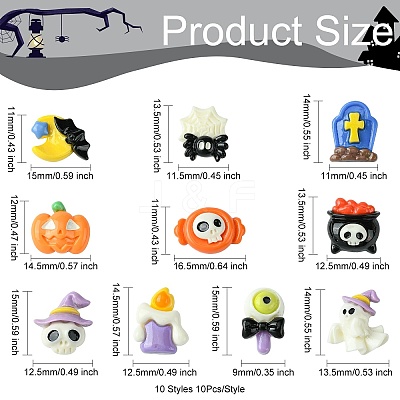 60Pcs 10 Styles Halloween Theme Opaque Resin Decoden Cabochons CRES-CJ0001-69-1