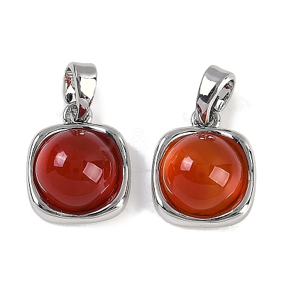 Natural Carnelian(Dyed & Heated) Square Charms KK-P283-46P-1