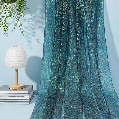 2 Yards Laser Polyester Imitation Peacock Feather Fabric DIY-PH0038-39C-1