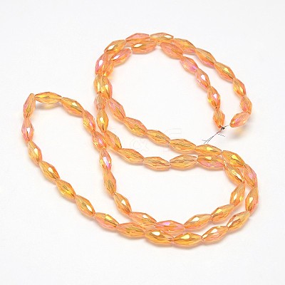Electroplate Crystal Glass Rice Beads Strands EGLA-F042-A14-1