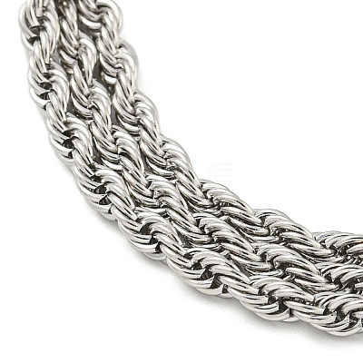 Non-Tarnish 304 Stainless Steel 3-Strand Rope Chain Bracelets for Women BJEW-G707-02P-1