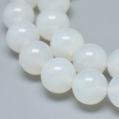 Natural White Agate Beads Strands G-D0005-27-12mm-1