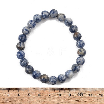 Natural Blue Spot Jasper Beaded Stretch Bracelets BJEW-Q692-35-8mm-1