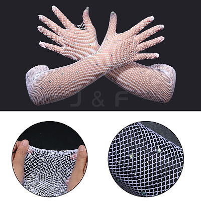 Polyester Mesh Long Gloves AJEW-WH20020-003A-1
