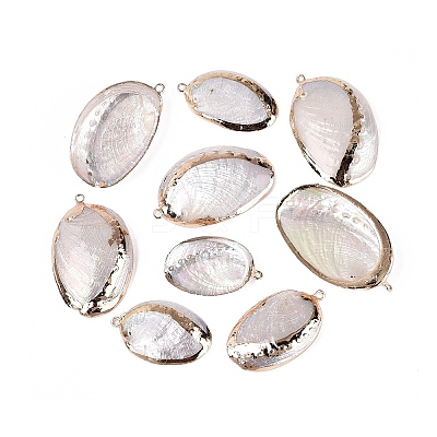 Electroplate Natural Paua Shell Pendants SSHEL-Q100-15KCG-1
