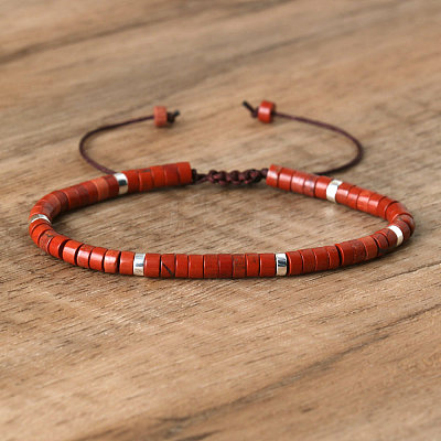 Natural Red Jasper Beaded Braided Bracelets QH4784-25-1
