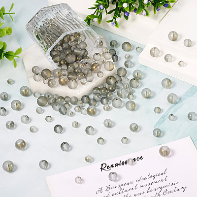 300Pcs Frosted Transparent Glass Beads GLAA-TA0002-78C-1