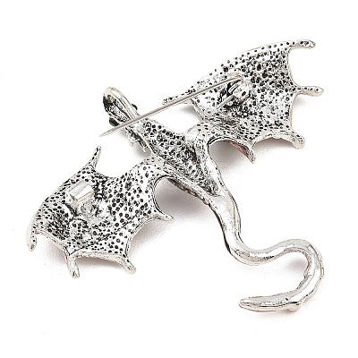 Dragon Alloy Rhinestone Lapel Pins for Backpack Clothes JEWB-G043-01D-1