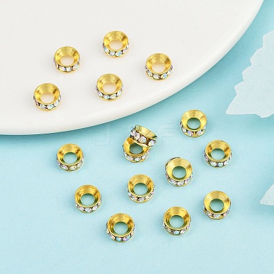 Brass Rhinestone Spacer Beads RB-A020-7mm-28G-1