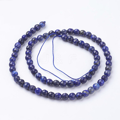 Natural Dyed Lapis Lazuli Beads Strands X-G-G059-6mm-1