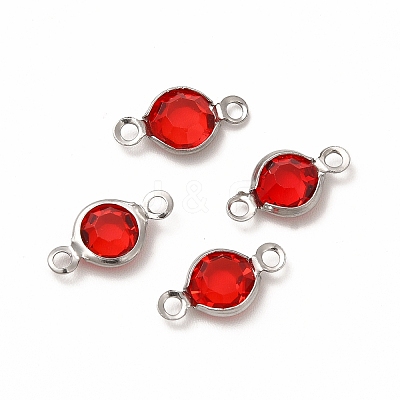 304 Stainless Steel with Glass Connector Charms STAS-G305-08P-02-1