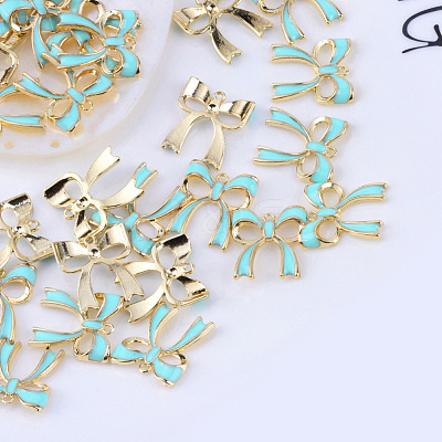 Bowknot Alloy Enamel Pendants X-ENAM-Q033-22A-1