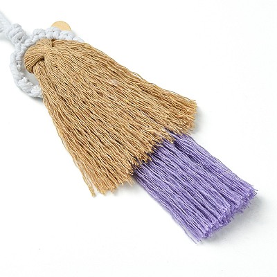 Handmade Macrame Cotton Angel Hanging Ornaments HJEW-JM02711-03-1