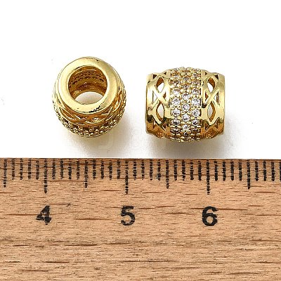 Brass Micro Pave Clear Cubic Zirconia European Beads LS-ZIRC-I070-002G-1