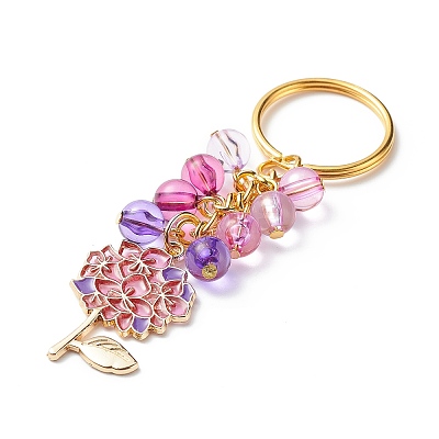 4Pcs Grape/Flower/Heart/Butterfly Alloy Enamel Pendant Keychain KEYC-JKC00412-04-1