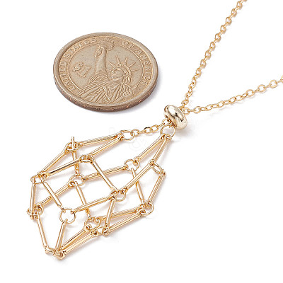 Brass Macrame Pouch Empty Stone Holder for Pendant Necklaces Making NJEW-JN04444-02-1