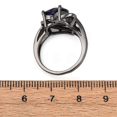 Heart Brass Micro Pave Cubic Zirconia Finger Rings FS-WG4D14B-06-1