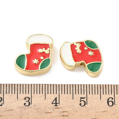 Christmas Brass Enamel Beads KK-I474-G25-1