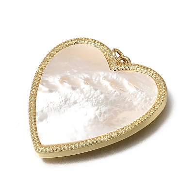 Natural Shell Brass Pendants KK-C262-11B-G-1
