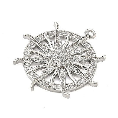 Brass Micro Pave Clear Cubic Zirconia Pendants KK-I476-06P-1