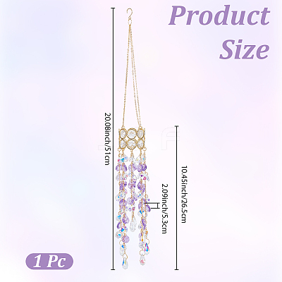 Glass with Iron Hanging Suncatchers AJEW-SP0005-02-1