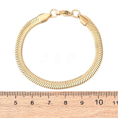 304 Stainless Steel Flat Snake Chain Bracelets BJEW-C134-01B-G-1