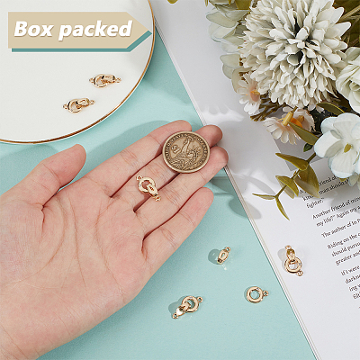 6Pcs Brass Micro Pave Clear Cubic Zirconia Fold Over Clasps KK-BC0015-10KCG-1