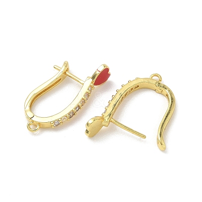 Brass Micro Pave Clear Cubic Zirconia Hoop Earring Findings EJEW-C185-01G-1