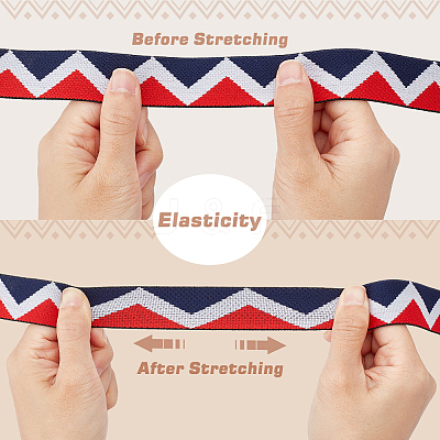 10 Yards 2 Colors Flat Nylon Elastic Band with Wave Pattern EC-FG0001-04-1
