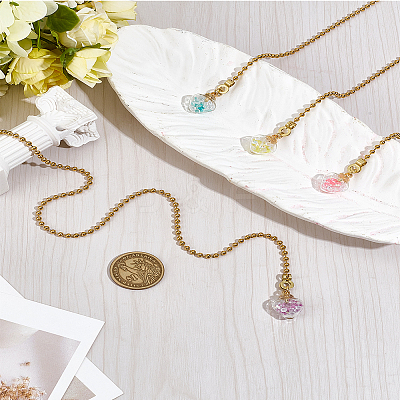 4Pcs Luminous Glass Charms Ceiling Fan Pull Chain Extenders HJEW-LP00031-1