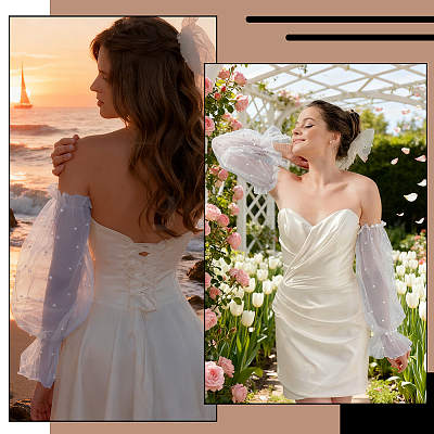 Polyester Detachable Mesh Puff Sleeves AJEW-WH0485-43B-1