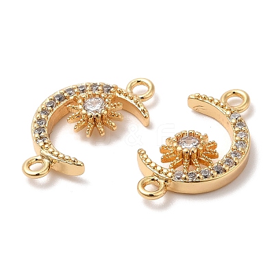 Brass Micro Pave Clear Cubic Zirconia Connector Charms KK-B074-12G-1