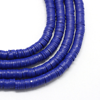 Flat Round Handmade Polymer Clay Bead Spacers CLAY-R067-3.0mm-09-1