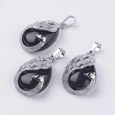 Synthetic Blue Goldstone Pendants X-G-E442-04I-1