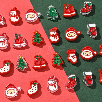 24Pcs 12 Styles Christmas Decorations Theme Opaque Acrylic Bead with Enamel FIND-FS0002-66-1