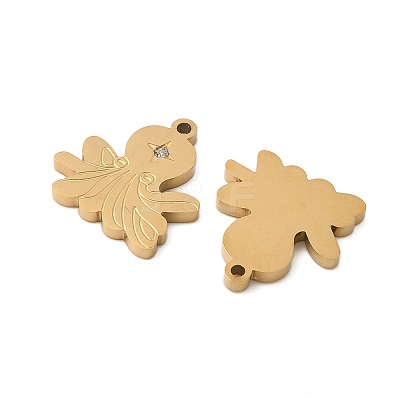 304 Stainless Steel with Rhinestone Pendants STAS-Z139-01G-1