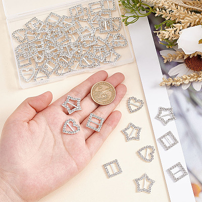AHADEMAKER 60Pcs 3 Style Alloy Crystal Rhinestone Shoe Decoration FIND-GA0002-81-1