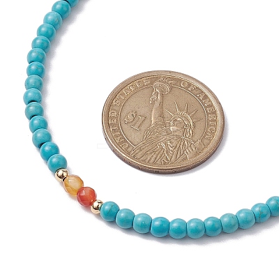 Synthetic Turquoise & Natural Carnelian Beaded Necklaces X1-NJEW-TA00161-1