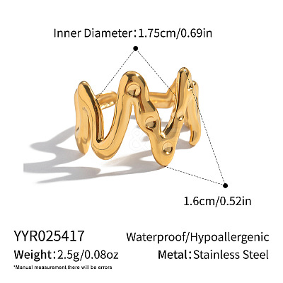 304 Stainless Steel Cuff Open Rings for Women LW2471-2-1