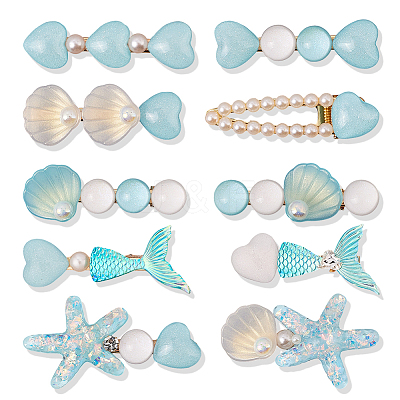 2 Bags 2 Styles Resin & Alloy Alligator Hair Clips AJEW-CY0001-39D-1