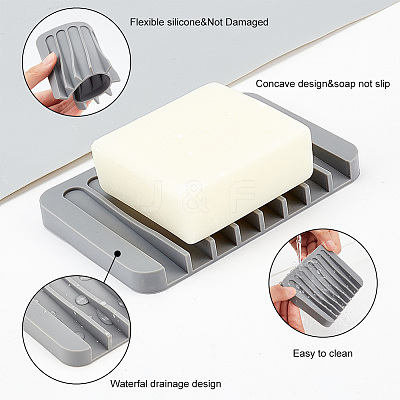 AHADEMAKER 4Pcs 4 Colors Silicone Self Draining Soap Dish Holder AJEW-GA0004-79-1