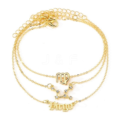 3Pcs Alloy Rhinestones Anklets AJEW-S083-01G-08-1