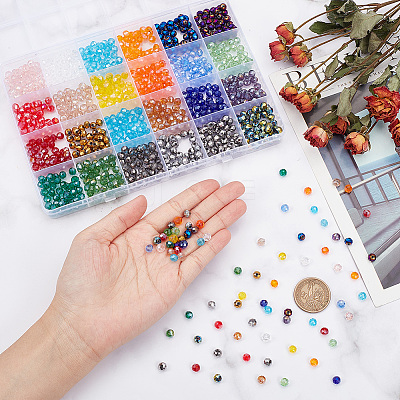 1008Pcs 24 Colors Electroplate Glass Beads Strands EGLA-HY0001-06-1