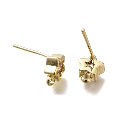 Brass with Cubic Zirconia Stud Earring Finding LS-KK-Q048-16G-1