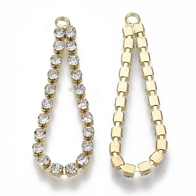 Brass Rhinestone Cup Chain Pendants X-KK-R129-07G-1