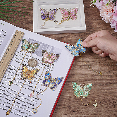 8Pcs 8 Styles Brass Bookmarks AJEW-FG0007-80-1