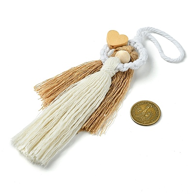 Handmade Macrame Cotton Angel Hanging Ornaments HJEW-JM02711-01-1